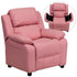 Deluxe Padded Contemporary Kids Recliner with Storage Arms