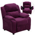 Deluxe Padded Contemporary Kids Recliner with Storage Arms