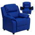 Deluxe Padded Contemporary Kids Recliner with Storage Arms