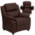 Deluxe Padded Contemporary Kids Recliner with Storage Arms