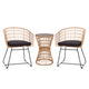 Black Cushions/Natural Frame |#| Indoor/Outdoor Natural Boho Rattan Rope Bistro Set with Side Table and Cushions