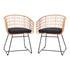 Devon Set of 2 Indoor/Outdoor Patio Boho Club Chairs, Rope with PE Wicker Rattan, Cushions and Sled Base