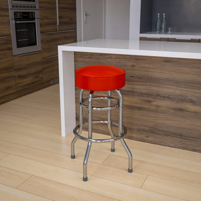 Double Ring Chrome Barstool