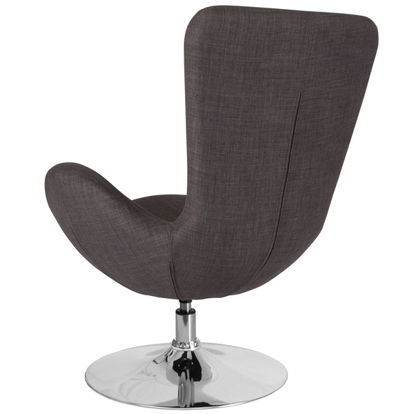 Dark Gray Fabric |#| Dark Gray Fabric Side Reception Chair with Bowed Seat - Guest Seating