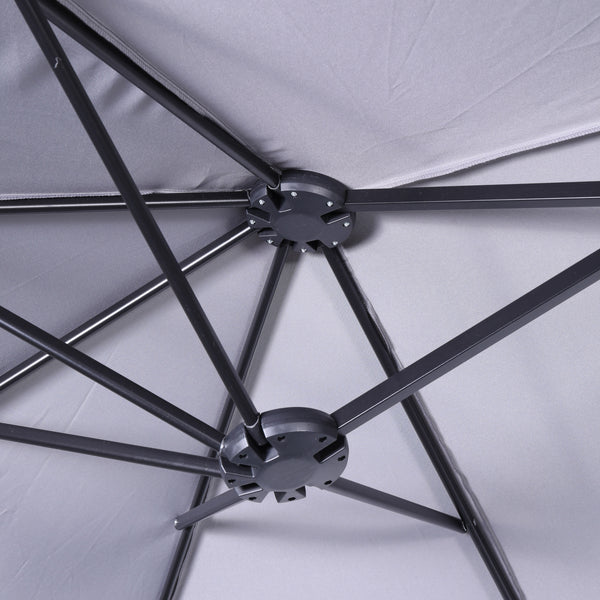 Gray |#| Gray Commercial 15 FT Triple Head Patio Umbrella with Crank and Tilt Functions