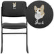 Black Vinyl/Black Frame |#| EMB 500 lb. Capacity High Density Black Vinyl Stacking Chair with Sled Base