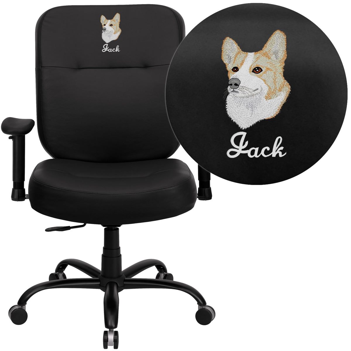 Black LeatherSoft |#| EMB Big & Tall 400 lb. Rated High Back Black LeatherSoft Ergonomic Office Chair