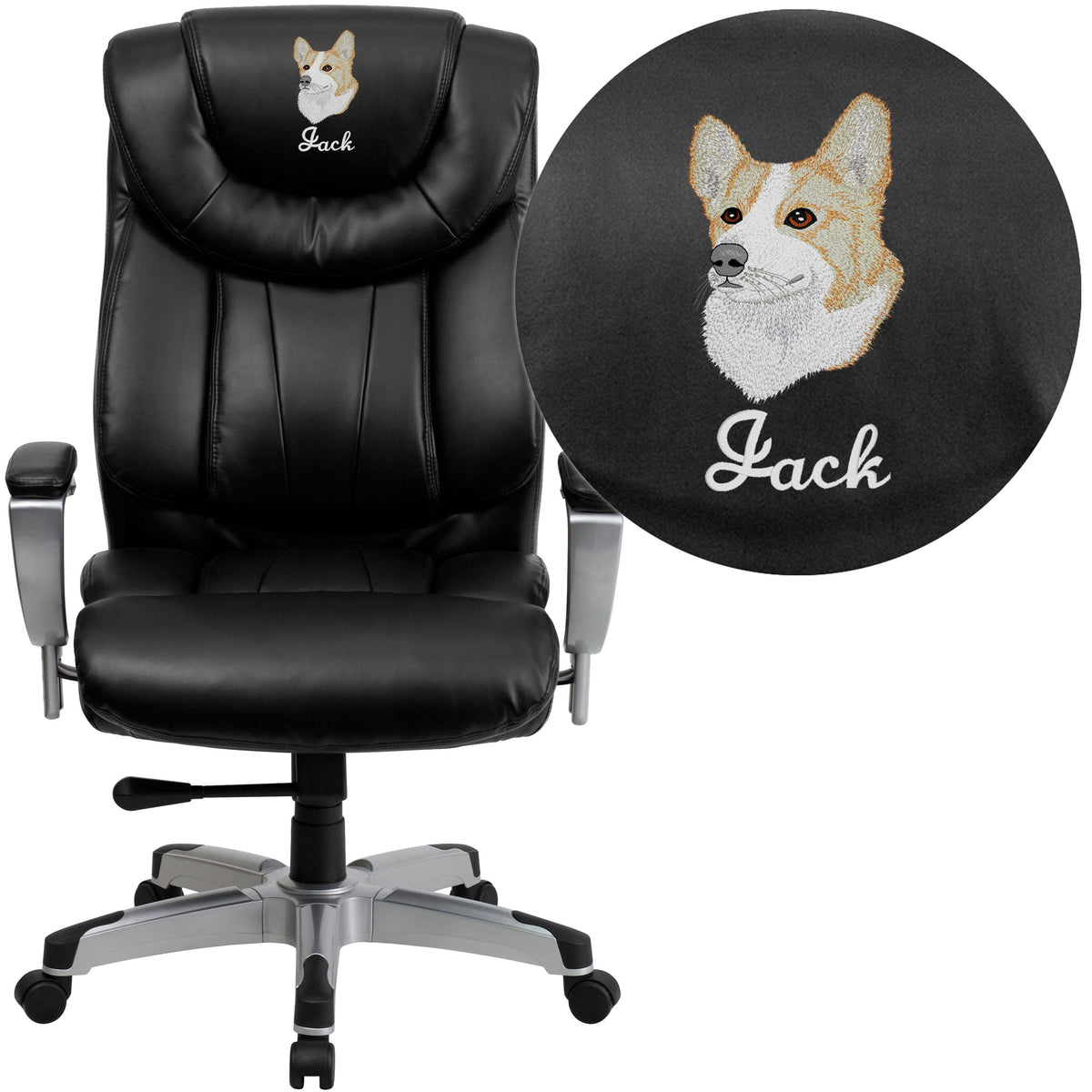 Black LeatherSoft |#| EMB Big & Tall 400 lb. Rated High Back Black LeatherSoft Ergonomic Office Chair