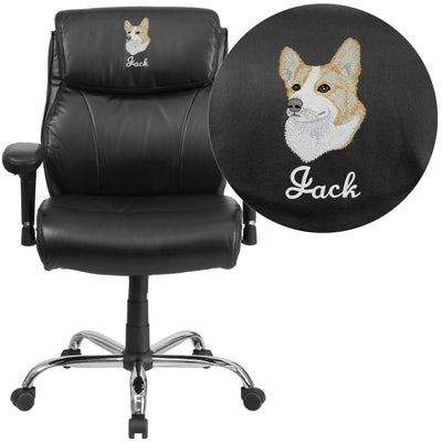 Embroidered HERCULES Series Big & Tall 400 lb. Rated Swivel Ergonomic Task Office Chair with Clean Line Stitching and Adjustable Arms - View 1