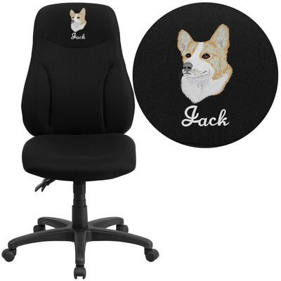 Embroidered High Back Fabric Multifunction Swivel Ergonomic Task Office Chair