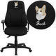Embroidered High Back Black Fabric Multifunction Task Chair with Adjustable Arms