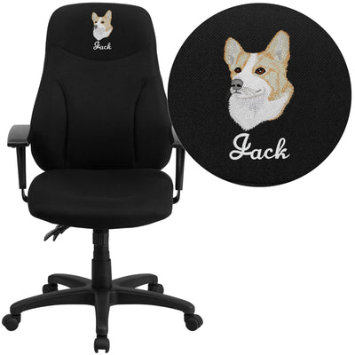 Embroidered High Back Fabric Multifunction Swivel Ergonomic Task Office Chair with Adjustable Arms - View 1