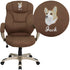 Embroidered High Back LeatherSoft Contemporary Executive Swivel Ergonomic Office Chair with Silver Nylon Base and Arms