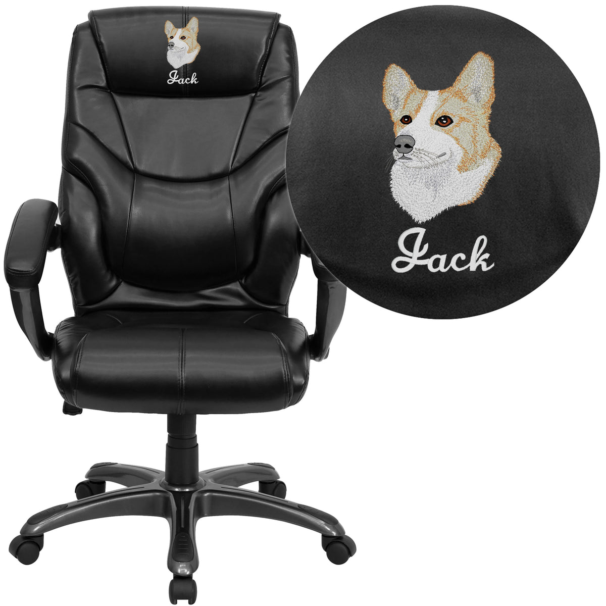 EMB High Back Black LeatherSoft Overstuffed Executive Ergonomic Office Chair
