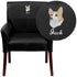 Embroidered LeatherSoft Executive Side Reception Chair with Mahogany Legs