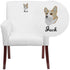 Embroidered LeatherSoft Executive Side Reception Chair with Mahogany Legs