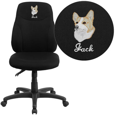 Embroidered Mid-Back Fabric Multifunction Swivel Ergonomic Task Office Chair with 1.5