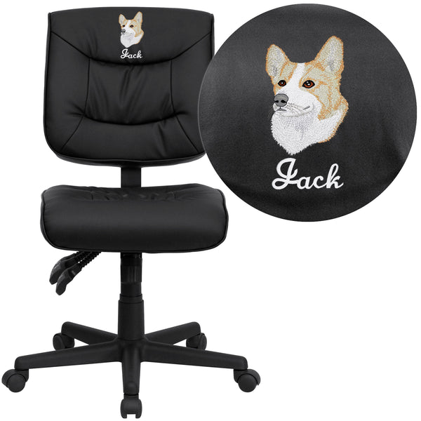 EMB Mid-Back Black LeatherSoft Multifunction Swivel Ergonomic Task Office Chair
