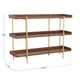 Walnut Wood Grain/Polished Brass Frame |#| Display Bookcase with Vertical Steel Posts - Walnut Wood Grain/Polished Brass