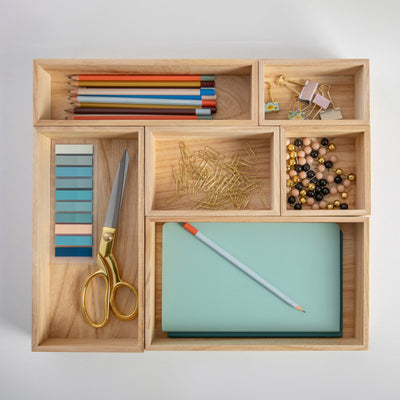 Enzo 6 Piece Wooden Desk Drawer Organizer Set