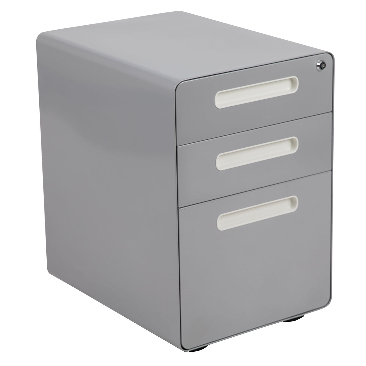 Gray |#| Ergonomic 3-Drawer Mobile Locking Filing Cabinet Storage Organizer-Gray