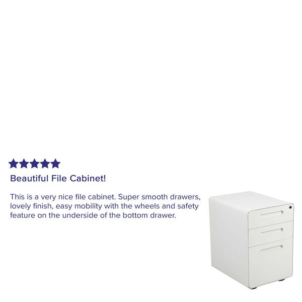 White |#| Ergonomic 3-Drawer Mobile Locking Filing Cabinet Storage Organizer-White