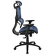 Blue |#| Ergonomic Blue Mesh Office Chair-Synchro-Tilt, Headrest, Adjustable Pivot Arms