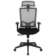 Gray |#| Ergonomic Gray/Black Mesh Office Chair-Synchro, Pivot Headrest, Adjustable Arms