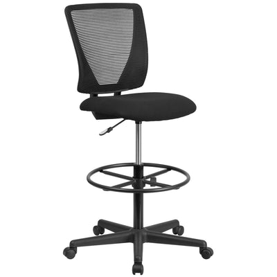 Ergonomic Mid-Back Mesh Drafting Chair with Fabric Seat and Adjustable Foot Ring