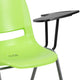 Green |#| Green Ergonomic Shell Chair with Left Handed Flip-Up Tablet - Tablet Arm Desk