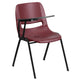 Burgundy |#| Burgundy Ergonomic Shell Chair with Right Handed Flip-Up Tablet Arm
