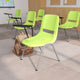 Green |#| Green Ergonomic Shell Chair with Right Handed Flip-Up Tablet - Tablet Arm Desk