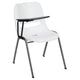 White |#| White Ergonomic Shell Chair with Right Handed Flip-Up Tablet - Tablet Arm Desk