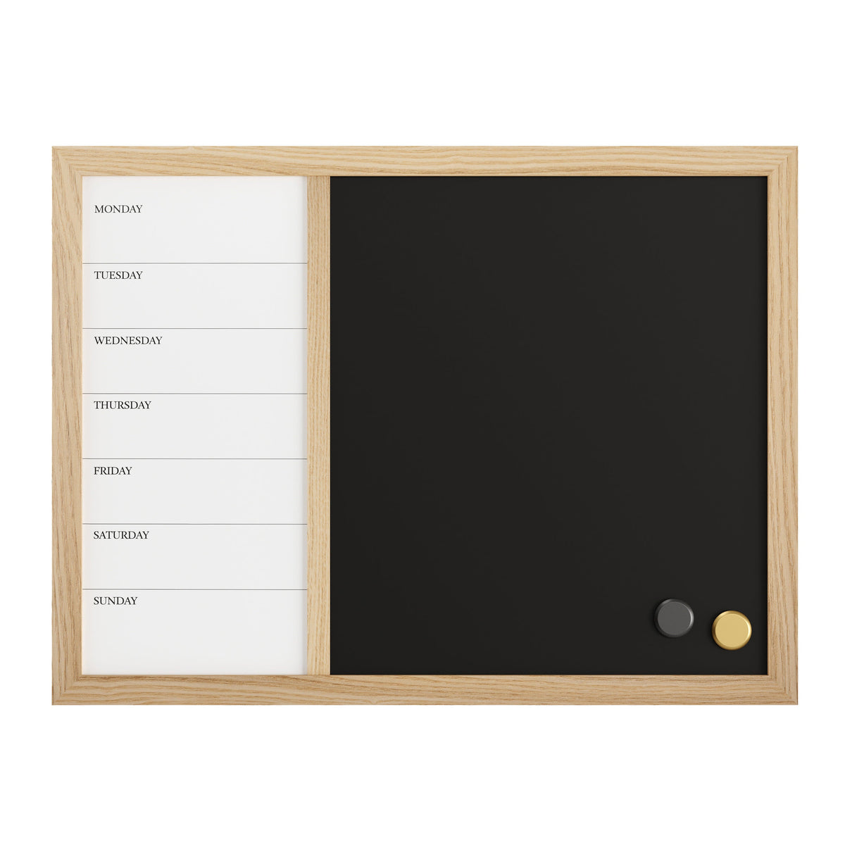 Light Natural Woodgrain |#| Dry Erase Magnetic Weekly Calendar/Chalk Board-Lt Natural Woodgrain Frame-24x18