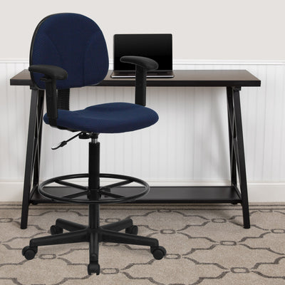 Fabric Drafting Chair with Adjustable Arms (Cylinders: 22.5''-27''H or 26''-30.5''H)