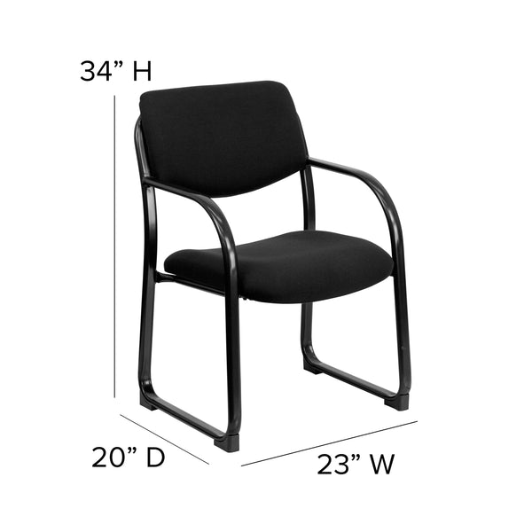 Black |#| Black Fabric Executive Side Reception Chair with Sled Base and Padded Foam Seat