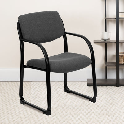 Fabric Executive Side Reception Chair with Sled Base - View 2