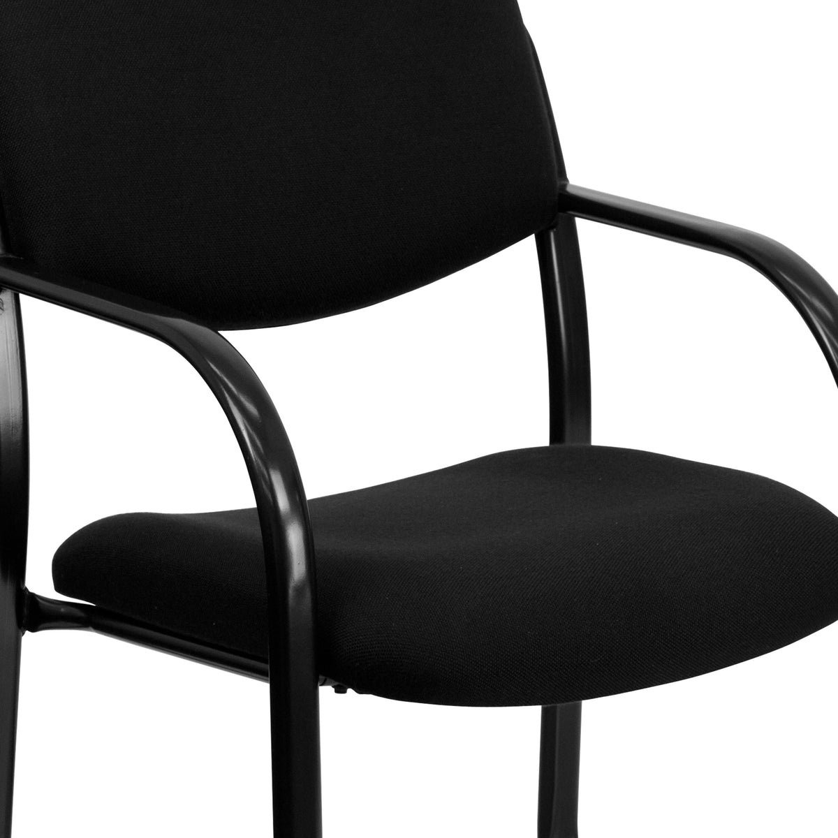 Black |#| Black Fabric Executive Side Reception Chair with Sled Base and Padded Foam Seat