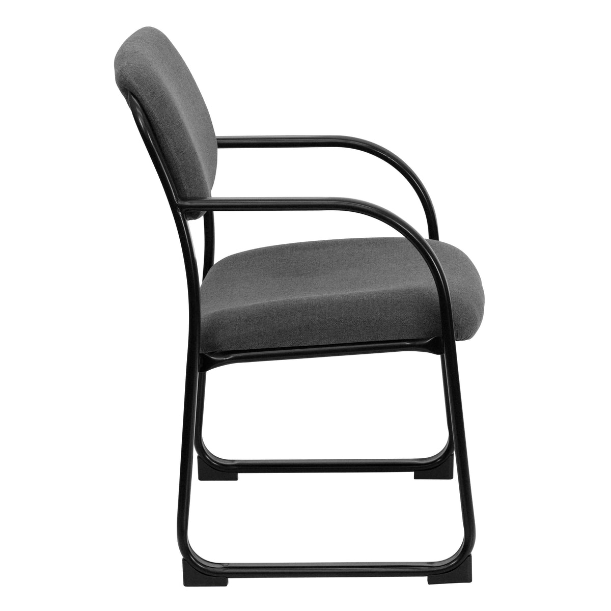 Gray |#| Gray Fabric Executive Side Reception Chair with Sled Base and Foam Padded Seat