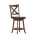 Felicity Commercial Grade Wood Classic Crossback Swivel Counter Height Barstool with Padded, Upholstered Seat