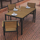 Natural |#| Commercial 55 x 31 Faux Teak Outdoor Patio Table - Natural/Gray