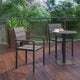 Gray |#| Commercial Grade Outdoor Faux Teak Patio Dining Chair with Arms - Gray/Gray