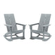 Gray |#| Indoor/Outdoor modern 2-Slat Adirondack Poly Resin Rockers in Gray - Set of 2