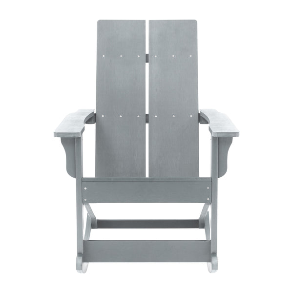 Gray |#| Indoor/Outdoor modern 2-Slat Adirondack Poly Resin Rockers in Gray - Set of 2