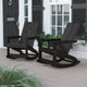 Black |#| Indoor/Outdoor modern 2-Slat Adirondack Poly Resin Rockers in Black - Set of 2