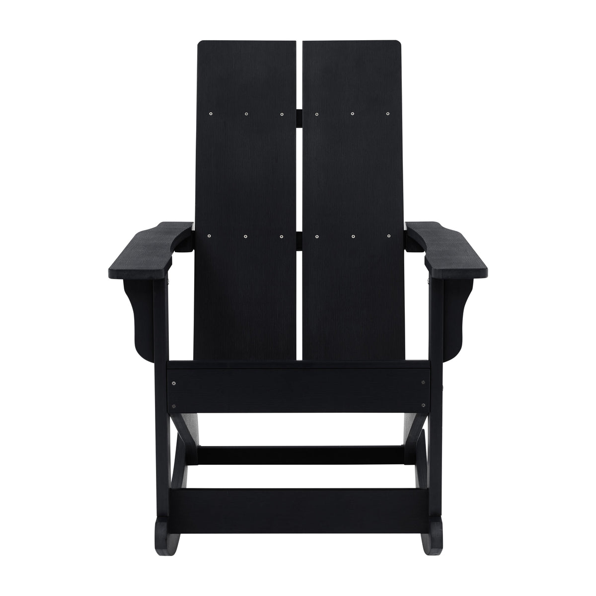 Black |#| Indoor/Outdoor modern 2-Slat Adirondack Poly Resin Rockers in Black - Set of 2