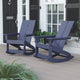 Navy |#| Indoor/Outdoor modern 2-Slat Adirondack Poly Resin Rockers in Navy - Set of 2