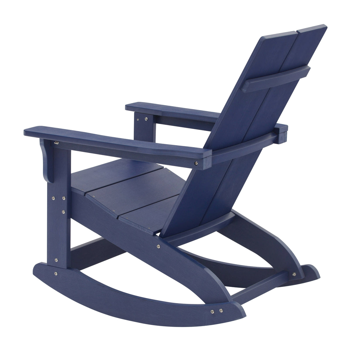 Navy |#| Indoor/Outdoor modern 2-Slat Adirondack Poly Resin Rockers in Navy - Set of 2