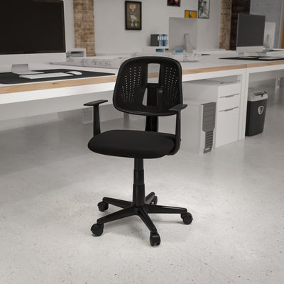 Flash Fundamentals Mid-Back Mesh Swivel Task Office Chair with Pivot Back and Arms - View 2