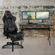 Gray |#| Black/Gray Gaming Desk Set - Cup/Headset Holder/Reclining & Footrest